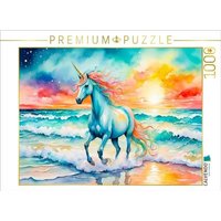 CALVENDO Puzzle Einhorn am magischen Meeresstrand 1000 Teile Lege-Größe 64x48cm Foto-Puzzle für glückliche Stunden von Calvendo Puzzle