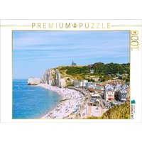 CALVENDO Puzzle Étretat mit Strand und Felsentor La Falasie d'Aumont 1000 Teile Lege-Größe 64x48cm Foto-Puzzle für glückliche Stunden von Calvendo Puzzle