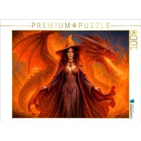 CALVENDO Puzzle Feuerhexe mit Drache 1000 Teile Lege-Größe 64x48cm Foto-Puzzle für glückliche Stunden von Calvendo Puzzle