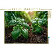 CALVENDO Puzzle Frischer Basilikum wächst im Gartenbeet 1000 Teile Lege-Größe 64x48cm Foto-Puzzle für glückliche Stunden von Calvendo Puzzle