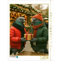 CALVENDO Puzzle Gift Drop - Stadttauben im Weihnachtsmodus 1000 Teile Lege-Größe 64x48cm Foto-Puzzle für glückliche Stunden von Calvendo Puzzle