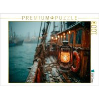 CALVENDO Puzzle Glühende Laterne auf Kutter im Sturm 1000 Teile Lege-Größe 64x48cm Foto-Puzzle für glückliche Stunden von Calvendo Puzzle
