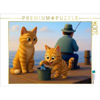 CALVENDO Puzzle Gut, aufpassen, dass er nichts merkt - Cartoon Katzen stehlen Fisch 1000 Teile Lege-Größe 64x48cm Foto-Puzzle für glückliche Stunden CALVENDO Puzzle Gut, aufpassen, dass er nichts merkt - Cartoon Katzen stehlen Fisch 1000 Teile Lege-Größe 64x48cm Foto-Puzzle für glückliche Stunden von Calvendo Puzzle