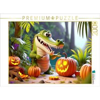 CALVENDO Puzzle Halloween im Dschungel: Krokodils-Kürbisschnitzerei 2000 Teile Lege-Größe 90x67cm Foto-Puzzle für glückliche Stunden von Calvendo Puzzle