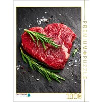 CALVENDO Puzzle Herzförmiges Steak aus Rindfleisch mit frischem Rosmarin 1000 Teile Lege-Größe 64x48cm Foto-Puzzle für glückliche Stunden von Calvendo Puzzle