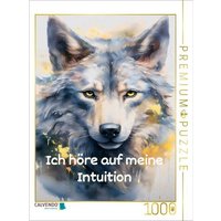 CALVENDO Puzzle Hör auf deine Intuition mit dem Wolf im Aquarell Stil 1000 Teile Lege-Größe 64x48cm Foto-Puzzle für glückliche Stunden von Calvendo Puzzle
