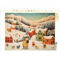 CALVENDO Puzzle Hunde spielen in einer Winterlandschaft lustig im Schnee 2000 Teile Lege-Größe 90x67cm Foto-Puzzle für glückliche Stunden von Calvendo Puzzle