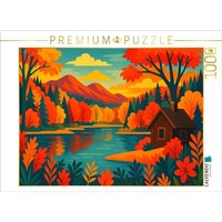 CALVENDO Puzzle Indian Summer am See: Herbstzauber in Nordamerika 1000 Teile Lege-Größe 64x48cm Foto-Puzzle für glückliche Stunden von Calvendo Puzzle