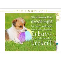 CALVENDO Puzzle Jack Russell Terrier Welpe liegt in der Wiese und knabbert an einem Ball 1000 Teile Lege-Größe 64x48cm Foto-Puzzle für glückliche Stunden von CALVENDO Verlag GmbH