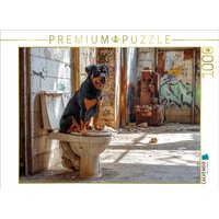 CALVENDO Puzzle Kackender Rottweiler - Toilettengang mit Stil 1000 Teile Lege-Größe 64x48cm Foto-Puzzle für glückliche Stunden von Calvendo Puzzle