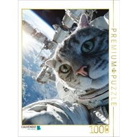 CALVENDO Puzzle Katze als Astronaut vor Raumstation im Weltall 1000 Teile Lege-Größe 64x48cm Foto-Puzzle für glückliche Stunden von Calvendo Puzzle