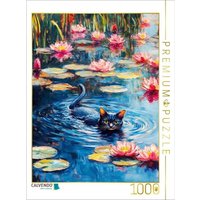 CALVENDO Puzzle Katze schwimmt im Seerosenteich des impressionistischen Gartens 1000 Teile Lege-Größe 64x48cm Foto-Puzzle für glückliche Stunden CALVENDO Puzzle Katze schwimmt im Seerosenteich des impressionistischen Gartens 1000 Teile Lege-Größe 64x48cm Foto-Puzzle für glückliche Stunden von Calvendo Puzzle