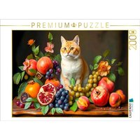 CALVENDO Puzzle Katzenporträt mit üppigem Obst im Stil alter Meister 2000 Teile Lege-Größe 90x67cm Foto-Puzzle für glückliche Stunden von Calvendo Puzzle