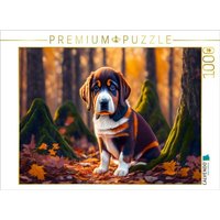 CALVENDO Puzzle Kleiner Hund im Herbstwald 1000 Teile Lege-Größe 64x48cm Foto-Puzzle für glückliche Stunden von CALVENDO Verlag GmbH