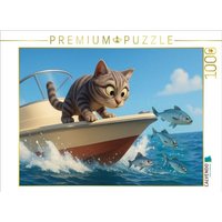 CALVENDO Puzzle Kommt ein kleines Stück näher - Cartoon Katze beim Fischfang 1000 Teile Lege-Größe 64x48cm Foto-Puzzle für glückliche Stunden CALVENDO Puzzle Kommt ein kleines Stück näher - Cartoon Katze beim Fischfang 1000 Teile Lege-Größe 64x48cm Foto-Puzzle für glückliche Stunden von Calvendo Puzzle