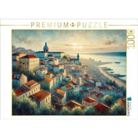 CALVENDO Puzzle Lissabons sanfte Dämmerung: Eine KI-gemalte Ode an die Stille 1000 Teile Lege-Größe 64x48cm Foto-Puzzle für glückliche Stunden von Calvendo Puzzle