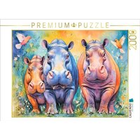CALVENDO Puzzle Lustige, bunte Flusspferde 2000 Teile Lege-Größe 90x67cm Foto-Puzzle für glückliche Stunden von Calvendo Puzzle