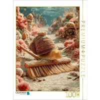 CALVENDO Puzzle Lustige Unterwasser-Schnecke mit Besen im Korallenriff 1000 Teile Lege-Größe 64x48cm Foto-Puzzle für glückliche Stunden von Calvendo Puzzle