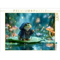 CALVENDO Puzzle Magischer Frosch mit Zauberstab auf dem Seeblatt 1000 Teile Lege-Größe 64x48cm Foto-Puzzle für glückliche Stunden von Calvendo Puzzle