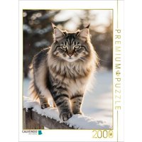 CALVENDO Puzzle Majestätische Maine Coon Katze im Winter - edles Katzenporträt im Schnee 2000 Teile Lege-Größe 90x67cm Foto-Puzzle für glückliche St von Calvendo Puzzle