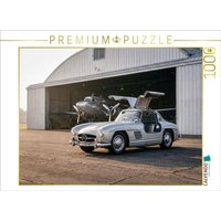 CALVENDO Puzzle Mercedes-Benz 300 SL "Flügeltürer" (Deutschland, 1954-57) vor einem Flugzeughangar im Morgenlicht 1000 Teile Lege-Größe 64 × 48 cm Foto-Puzzle für glückliche Stunden von Calvendo Puzzle