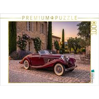 CALVENDO Puzzle Mercedes-Benz 500 K Spezial-Roadster (Deutschland, 1934-36) vor einem provenzalischen Natursteinanwesen 1000 Teile Lege-Größe 64 × 48 cm Foto-Puzzle für glückliche Stunden von Calvendo Puzzle