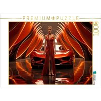 CALVENDO Puzzle Modernes Concept Design Auto in Rot mit junger Frau 1000 Teile Lege-Größe 64x48cm Foto-Puzzle für glückliche Stunden von Calvendo Puzzle