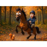 CALVENDO Puzzle Monster im Wald - Eichhörnchen und Pferde 2000 Teile Lege-Größe 90x67cm Foto-Puzzle für glückliche Stunden von Calvendo Puzzle