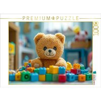 CALVENDO Puzzle Niedlicher Baby Teddybär im Kinderzimmer mit buntem Spielzeug 1000 Teile Lege-Größe 64x48cm Foto-Puzzle für glückliche Stunden von Calvendo Puzzle