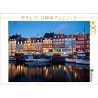 CALVENDO Puzzle Nyhavn-Kanal bei Sonnenuntergang, Kopenhagen, Dänemark 1000 Teile Lege-Größe 64x48cm Foto-Puzzle für glückliche Stunden von Calvendo Puzzle