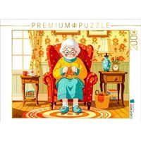 CALVENDO Puzzle Oma strickt zufrieden im bequemen Sessel zu Hause 2000 Teile Lege-Größe 90x67cm Foto-Puzzle für glückliche Stunden von Calvendo Puzzle