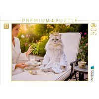 CALVENDO Puzzle Perserkatze im Garten auf Liegestuhl mit königlichen Wellnessaccessoires 500 Teile Lege-Größe 48 × 36 cm Foto-Puzzle für glückliche Stunden CALVENDO Puzzle Perserkatze im Garten auf Liegestuhl mit königlichen Wellnessaccessoires 500 Teile Lege-Größe 48 × 36 cm Foto-Puzzle für glückliche Stunden von Calvendo Puzzle