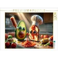 CALVENDO Puzzle Saucen-Explosion im Sonnenlicht: Avocado und Toast in der Ketchup-Krise 1000 Teile Lege-Größe 64x48cm Foto-Puzzle für glückliche Stu von Calvendo Puzzle