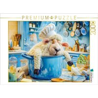CALVENDO Puzzle Schaf mit Kochmütze schläft im Kochtopf 2000 Teile Lege-Größe 90x67cm Foto-Puzzle für glückliche Stunden von Calvendo Puzzle