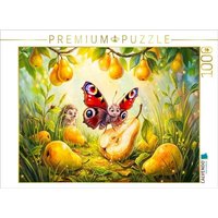CALVENDO Puzzle Schmetterling trinkt Birnensaft neben Igel 1000 Teile Lege-Größe 64x48cm Foto-Puzzle für glückliche Stunden von Calvendo Puzzle