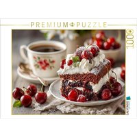 CALVENDO Puzzle Schwarzwälder Kirschtorte Bild mit Kirschen und Kaffee 1000 Teile Lege-Größe 64x48cm Foto-Puzzle für glückliche Stunden von Calvendo Puzzle