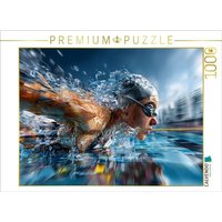CALVENDO Puzzle Schwimmerin in Bewegung im Wettkampf. Ausdrucksstarkes Sportmotiv im künstlerischen Stil 1000 Teile Lege-Größe 64x48cm Foto-Puzzle f von Calvendo Puzzle