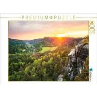 CALVENDO Puzzle Sonnenuntergang am Gamrig, Sächsische Schweiz 1000 Teile Lege-Größe 64x48cm Foto-Puzzle für glückliche Stunden von Calvendo Puzzle