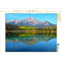 CALVENDO Puzzle Spiegel der Berge - Pyramid Lake im Jasper Nationalpark 1000 Teile Lege-Größe 64x48cm Foto-Puzzle für glückliche Stunden von Calvendo Puzzle