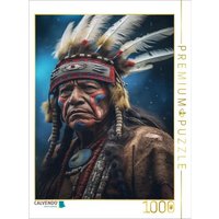 CALVENDO Puzzle Stolzer Blick: Ein Häuptling und sein majestätischer Kopfschmuck 1000 Teile Lege-Größe 64x48cm Foto-Puzzle für glückliche Stunden von Calvendo Puzzle