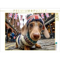 CALVENDO Puzzle Süßer Dackel in London - witziges Hundepuzzle für Fans von Großbritannien 1000 Teile Lege-Größe 64x48cm Foto-Puzzle für glückliche Stunden von Calvendo Puzzle