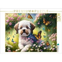 CALVENDO Puzzle Süßer kleiner Hund mit Schmetterlingen 1000 Teile Lege-Größe 64x48cm Foto-Puzzle für glückliche Stunden CALVENDO Puzzle Süßer kleiner Hund mit Schmetterlingen 1000 Teile Lege-Größe 64x48cm Foto-Puzzle für glückliche Stunden von CALVENDO Verlag GmbH