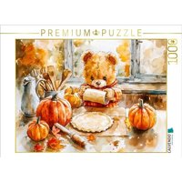 CALVENDO Puzzle Teddy backt Kürbiskuchen zu Halloween 1000 Teile Lege-Größe 64x48cm Foto-Puzzle für glückliche Stunden von Calvendo Puzzle