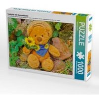 CALVENDO Puzzle Teddybär mit Sonnenblume 1000 Teile Lege-Größe 64 x 48 cm Foto-Puzzle Bild von Karin Sigwarth von Calvendo Puzzle