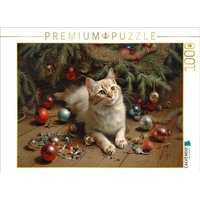 CALVENDO Puzzle Weihnachtszauber im Landhaus - Eine neugierige Katze zwischen Glanz und Scherben 1000 Teile Lege-Größe 64x48cm Foto-Puzzle für glück von Calvendo Puzzle