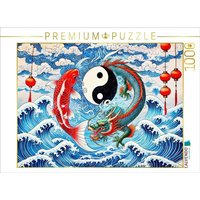 CALVENDO Puzzle Yin und Yang - Koi und Drache im asiatischen Malstil 1000 Teile Lege-Größe 64x48cm Foto-Puzzle für glückliche Stunden von Calvendo Puzzle