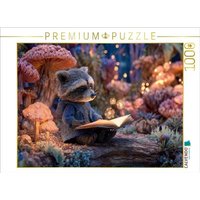CALVENDO Puzzle Zauberhafter Waschbär liest Magie im Feenwald 1000 Teile Lege-Größe 64x48cm Foto-Puzzle für glückliche Stunden von Calvendo Puzzle
