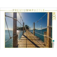 CALVENDO Puzzle Zur kleinen Insel "Agios Sostis" führt im Sommer ein langer Steg 1000 Teile Lege-Größe 64x48cm Foto-Puzzle für glückliche Stunden von CALVENDO Verlag GmbH