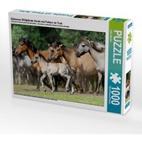Dülmener Wildpferde Herde mit Fohlen im Trab (Puzzle) von Calvendo Puzzle