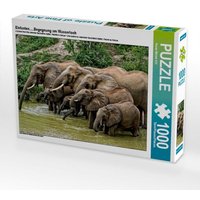 Elefanten.....Begegnung am Wasserloch (Puzzle) von Calvendo Puzzle